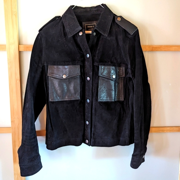 FOREVER 21 Real Leather Bomber Jacket Size M - Picture 1 of 5